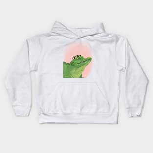 Alligator with hat on Kids Hoodie